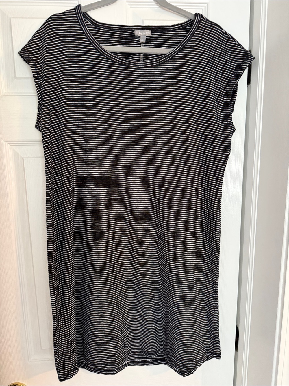 Talbots Black and White Striped Midi Dress